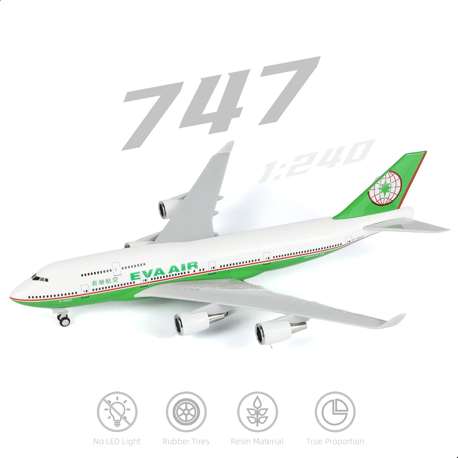 Model Kit Eva - 30cm EVAエア747飛行機モデルキット B747レジン製飛行機模型 ディスプレイスタンド付き 大人向け航空ギフトまたはコレクション用