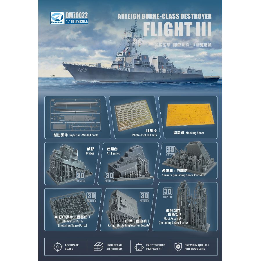 Model Kit Yacht - DM70022 DREAM 1/700 アメリカ海軍 アーリー・バーク級駆逐艦 ファイトIII