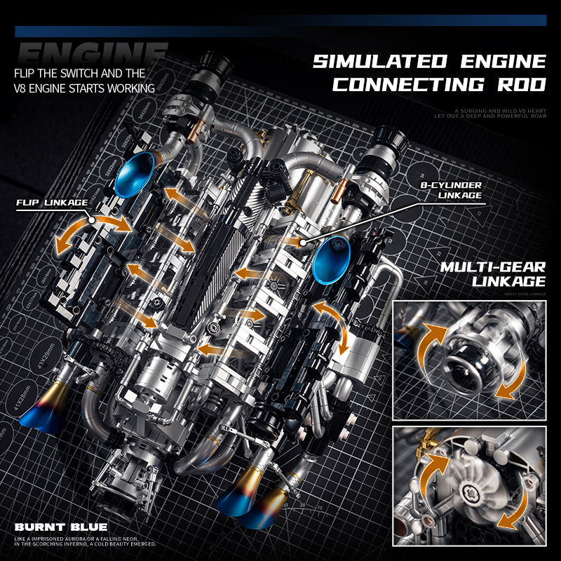 テクニカルスーパーカーV8エンジン組み立てブロックキットモデ - Model Kit Engine のレビューと価格