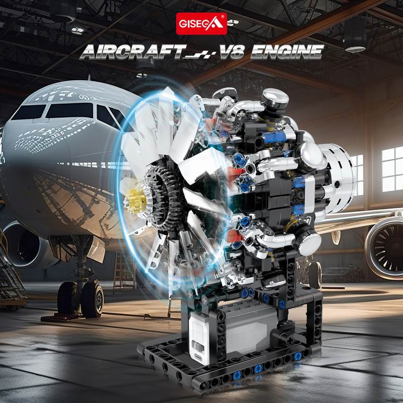 G8910航空V8エンジン558ピース航空機内燃機関ビルディ - Model Kit Engine のレビューと価格