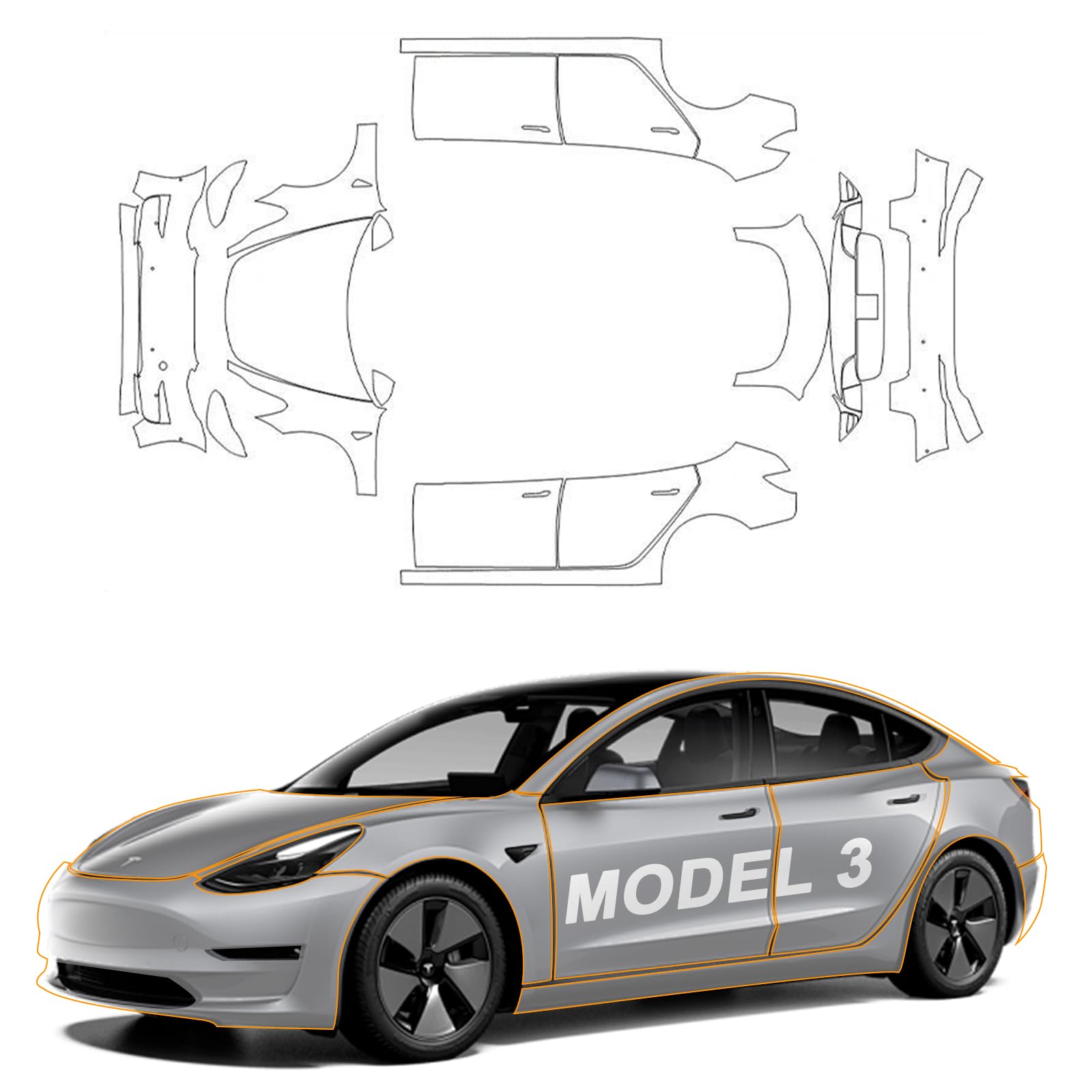 テスラ モデル3 2017-2023年式用 カット済みPPF - Paint Model Kit のレビューと価格